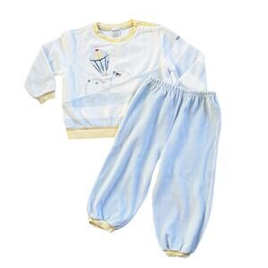 Vtg 1990s Absorba Velvet Infant 2 pc Set 24M
